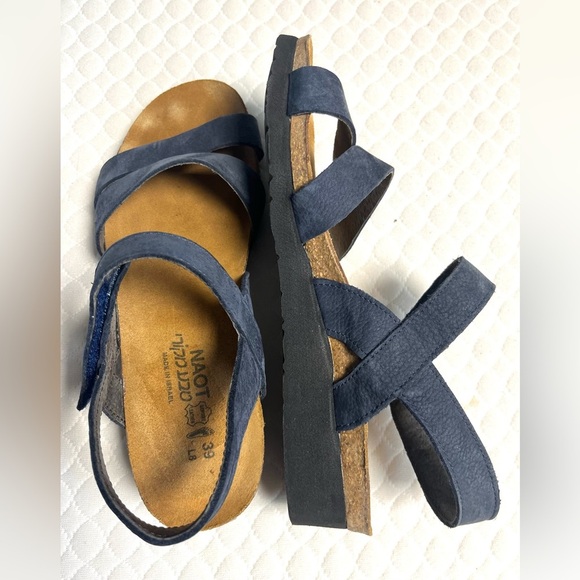 Naot Kayla Navy Blue Suede Leather Comfort Sandal Anatomic Cork 
Sz 39EU 8-8.5US - Picture 2 of 10